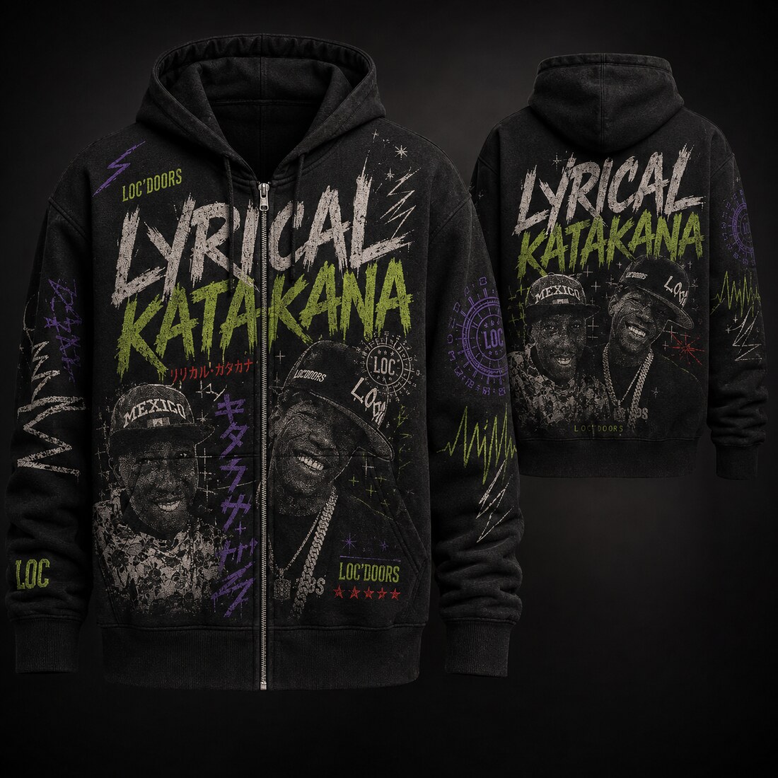 Lyrical Katakana LOC’DOORS zip hoodie